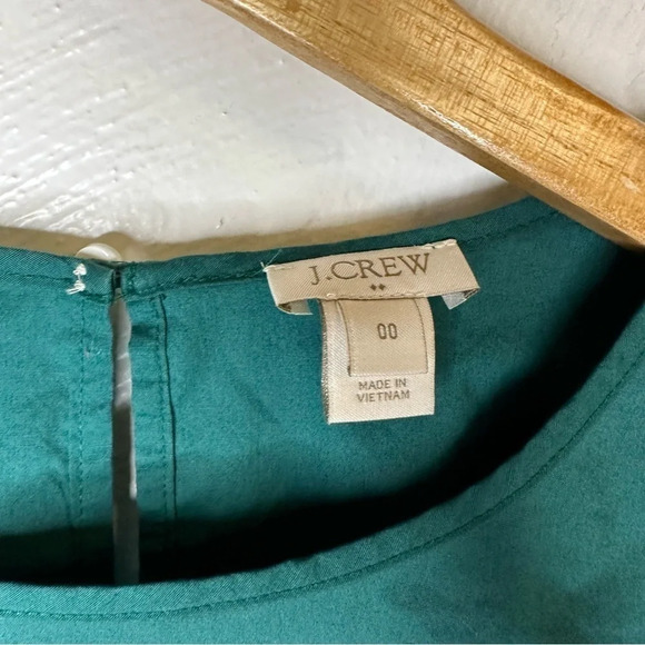 J Crew Blouse Womens 6 3/4 Bell Sleeve Crew Neck Casual Green Stretch Cotton - Picture 12 of 13